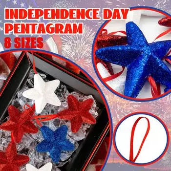 Американский День независимости, грубая пудра, блестки, пенопласт, украшение с пятиконечной звездой, украшение интерьера, праздничное украшение 3 синий