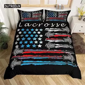Американский флаг, черный, белый, звезды и полосы, пододеяльник, тема Хэллоуина, декор комнаты с черепом, пододеяльник для детей, подростков, мужчин, красный, синий EU single(135x200cm)