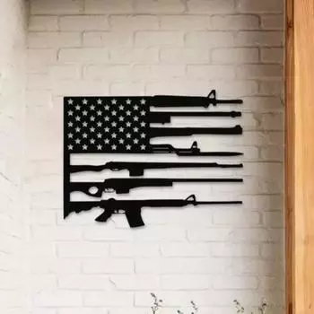 Американский флаг Металл настенное искусство Персонализированный для влюбленных Патриотический домашний декор День независимости Патриотический американский флаг чёрный