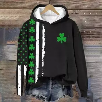 Американский флаг Толстовка Ирландский Карманный Рукав Застежка-Молния Толстовка Женская Толстовка Свитер Платья для Женщин Женская Легкая Толстовка С Капюшоном S