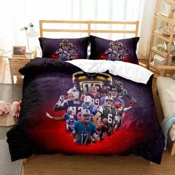 Американский футбол Спорт Покрывало Комплект односпальный двуспальный двуспальный двуспальный двуспальный двуспальный двуспальный двуспальный двуспальный двуспальный комплект постельного белья с изображением животных EU single(135x200cm)