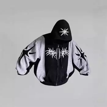 Американский Harajuku Fashion Вышитые буквы Толстовка большого размера Y2K Хип-хоп Готический Повседневный Джокер Пуловер S