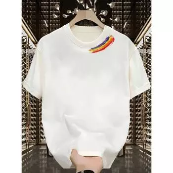 Американский хулиган Красивая футболка из чистого хлопка с радужным принтом Футболка с коротким рукавом Мужской и женский топ S