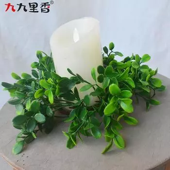 Американский имитационный венок Венок со свечами Эвкалиптовый венок Венок из самшита Украшение стола для вечеринки Венок
