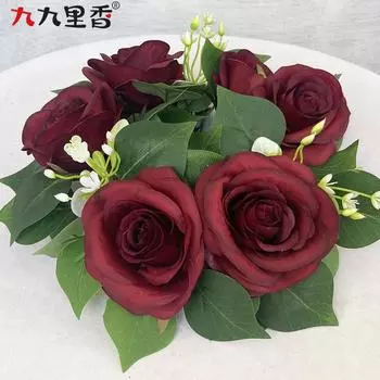 Американский искусственный венок, венок из свечей, венок из эвкалипта, венок из роз ко Дню святого Валентина, декоративный венок для праздничного стола