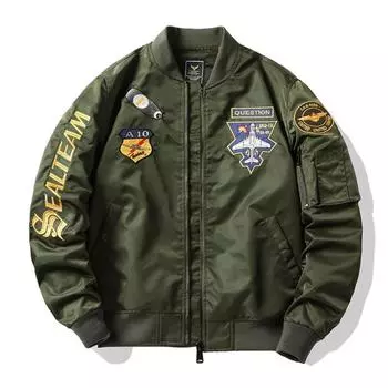 Американский комбинезон, куртка-пилот, мужская осенне-зимняя утепленная бейсбольная форма, модное пальто, мужская куртка в стиле милитари, мужская куртка-фанат M чёрный