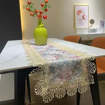 Американский кружевной флаг для стола, домашний чехол для тумбы под телевизор, скатерть для журнального столика, ретро-водорастворимый кружевной флаг для стола 40x85
