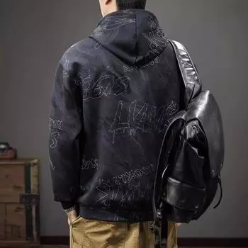 Американский модный бренд Cloud Dye Printing с капюшоном мужской свитер осенний тяжелый свободный длинный рукав уличная куртка хулиган красивый M