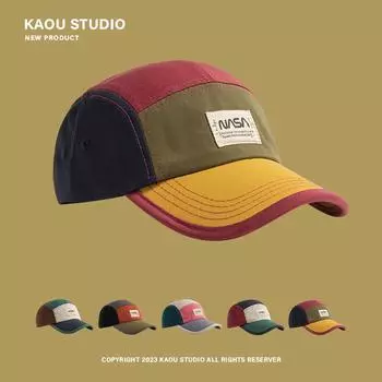 Американский модный бренд, кепка из пяти частей, подходящая по цвету, детская уличная ретро-модная бейсболка, мужская летняя козырек adjustable