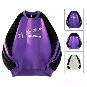 Американский модный бренд, контрастные цвета, круглый вырез, модная свободная и универсальная куртка для пары, весенняя новая толстовка для мужчин и женщин M