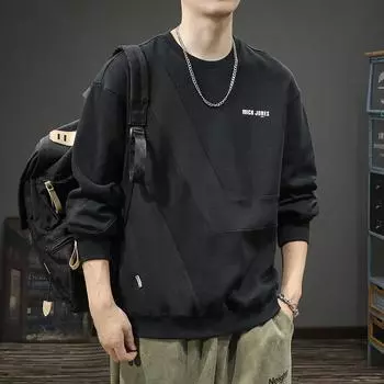 Американский модный бренд ретро тяжелый мужской свитер с круглым вырезом свободный большой размер осень и зима повседневный трикотажный пуловер куртка M королевский синий