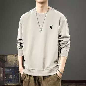 Американский модный бренд, тяжелый свитер с круглым вырезом, мужская простая вышитая футболка с длинными рукавами, осенняя свободная рубашка M