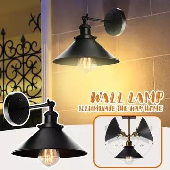 Американский настенный светильник, промышленный утюг, креативный балкон, коридор, бар, спальня, ретро-бра с лампочкой One Size чёрный
