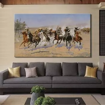 Американский пиантинг Фредерик Ремингтон «Рывок за лесом», картина маслом на холсте, настенный художественный постер и принт, настенный декор, фотографии 21*30cm