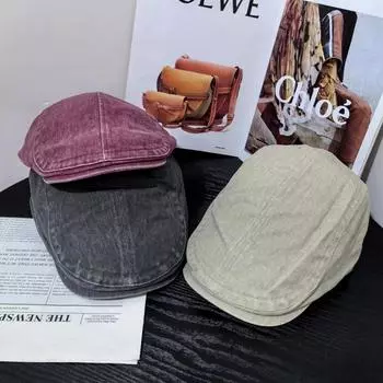 Американский повседневный ретро берет детская новая потертая уличная шляпа британский стиль берет тренд M56-58cm бордовый