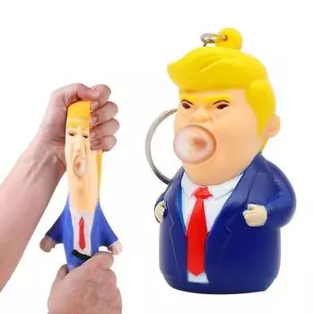 Американский президент брелок для снятия стресса лопающиеся пузыри мультяшный президент сжимает сенсорную игрушку 47-й президент США брелок держатель игрушка-фиджет жёлтый/синий