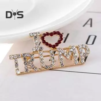 Американский президент Имя Брошь цинковый сплав свитер рюкзак шляпа украшение горный хрусталь флаг буква булавка мужчины женщины одежда аксессуары A