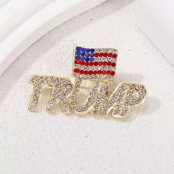 Американский президент Имя Брошь Цинковый сплав Свитер Рюкзак Шляпа Украшение Стразы Флаг A