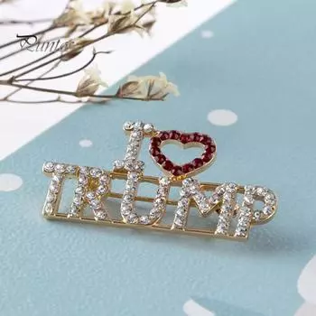 Американский президент Имя Брошь цинковый сплав свитер рюкзак шляпа украшение горный хрусталь флаг буква булавка мужчины женщины одежда аксессуары A