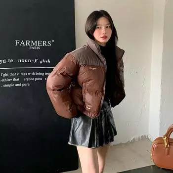 Американский пуховик, соответствующий цвету, женский, короткий, зима 2024, фирменный дизайн, утолщенный воротник-стойка, куртка Kendou Bread S