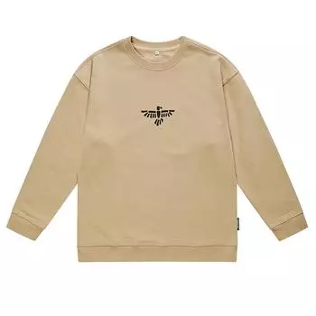 Американский ретро чистый хлопок плотный мужской свитер с круглым вырезом свободный большой размер модный брендовый принт повседневный пуловер M чёрный