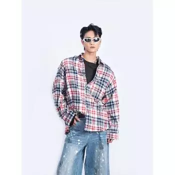 Американский ретро-дизайн, разноцветная полосатая рубашка с длинным рукавом для мужчин и женщин, повседневное свободное весенне-осеннее парное пальто для мужчин M красный
