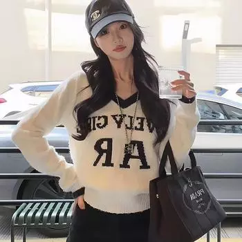 Американский ретро-дизайн, тонкий, свободный, шикарный, осенний свитер с надписью, осеннее новое пальто для маленького человека S