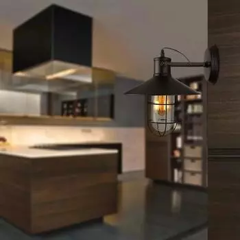 Американский ретро-индустриальный стиль настенный светильник прикроватный настенный светильник с лампочкой для балкона спальни No Bulb чёрный