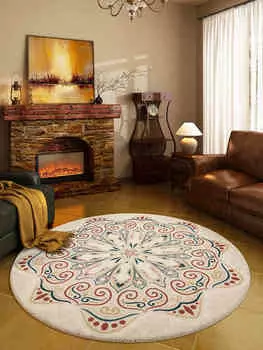 Американский ретро круглый имитация кашемира ковер мягкий нескользящий гостиная спальня напольный коврик украшение дома стирка складной 140cm 55inch