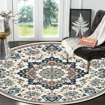 Американский ретро круглый ковер для гостиной, большой декор для спальни, коврик для дивана, нескользящий коврик для гардеробной, моющийся подвесной коврик для кресла 60cm 23.62 in