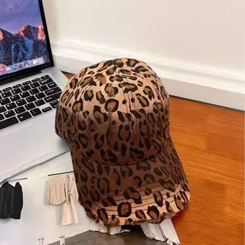 Американский ретро леопардовый принт старая бейсболка детская весенне-летняя шлифовальная мягкая кепка y2k show face маленькая кепка spice girl M56-58cm