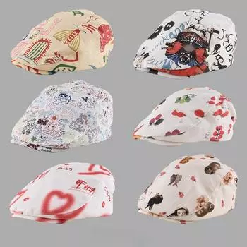 Американский ретро милый граффити-принт шляпа с утиным язычком вперед для мужчин и женщин, летняя и осенняя шляпа художника, берет с затылком Tide M56-58cm