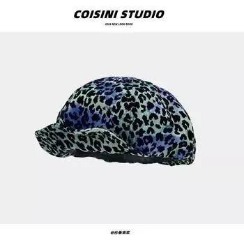 Американский ретро-принт с леопардовым принтом, шляпа газетчика в облаке Y2k, весна-лето, защита от солнца, универсальные модные береты для женщин 56-58cm морская волна