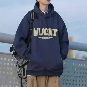 Американский ретро-толстовка с капюшоном для мужчин на осень и зиму, новый корейский стиль, модный бренд, свободная повседневная толстовка с капюшоном для мужчин M