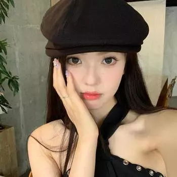 Американский ретро уличный простой черный берет женская летняя шляпа вперед дышащая милая универсальная шляпа для лица M56-58cm чёрный