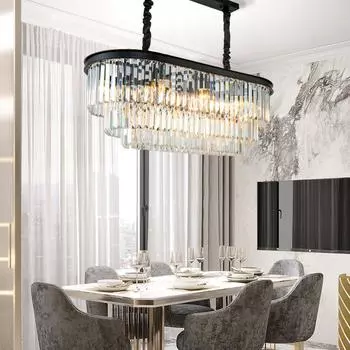 Американский ретро винтажный подвесной светильник на цепочке, светодиодная лампа для столовой, хрустальный стеклянный подвесной светильник, светодиодный L85cm чёрный