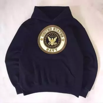 Американский ретро винтажный винтажный USN логотип ВМС США печатный капюшон толстовка мужская свободная повседневная модная брендовая толстовка женская большой размер S