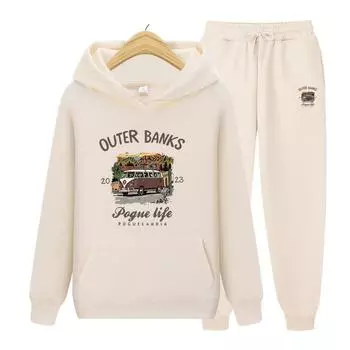 Американский сериал Outer Banks с принтом, осенний мужской/женский комплект с капюшоном, повседневный пуловер большого размера, популярная толстовка, одежда унисекс S