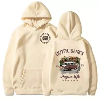 Американский сериал Outer Banks с принтом, осенняя мужская/женская хлопковая толстовка с капюшоном, повседневный пуловер большого размера, популярная толстовка, одежда унисекс S