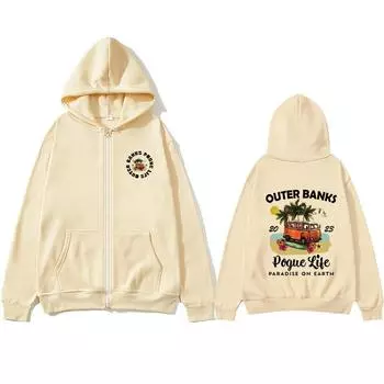 Американский сериал Outer Banks с принтом, осенняя мужская/женская толстовка на молнии, повседневный пуловер большого размера, популярная толстовка унисекс, одежда на молнии S