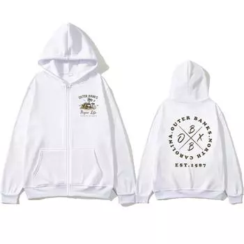 Американский сериал Outer Banks с принтом, осенняя женская толстовка на молнии, повседневный пуловер большого размера, популярная толстовка, одежда унисекс S
