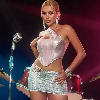 Американский сексуальный сладкий и пряный топ, летний однотонный топ на одно плечо с открытой спиной и открытой спиной для ночного клуба, вечерние бретельки XS розовый