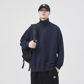 Американский спортивный свитер с высоким воротом, мужской свободный, большого размера, для толстых мужчин, утолщенный, внутренняя нижняя рубашка на одежде M