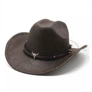 Американский стиль цилиндр шляпа вестерн ковбойская шляпа джаз шляпа кожа текстура фетр шляпа мужчины и женщины M56-59cm
