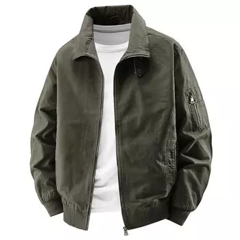 Американский стиль Модная верхняя одежда Мужская Большого размера Пальто Куртка-пилот Весна и Осень Мужское пальто Новая Свободная Универсальная Бейсбольная куртка M армия зеленый