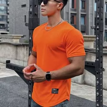 Американский стиль, мужская летняя модная облегающая спортивная футболка для фитнеса с коротким рукавом и круглым вырезом M