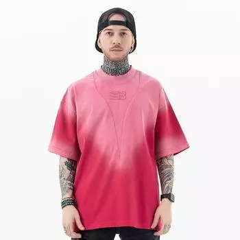 Американский стиль Мужская уличная одежда весна-лето винтажная мода тай-дай стираный градиентный топ короткий рукав круглый вырез футболка M