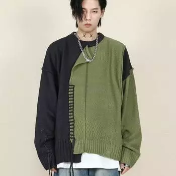 Американский стиль, мужской свитер с круглым вырезом, японский ретро корейский стиль, ленивый стиль, свитер, куртка, осень и зима M
