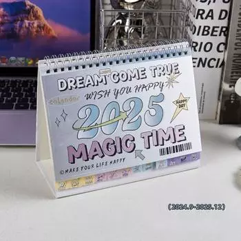 Американский стиль Настольный календарь-перекидной календарь с цветочным узором Планировщик времени синий