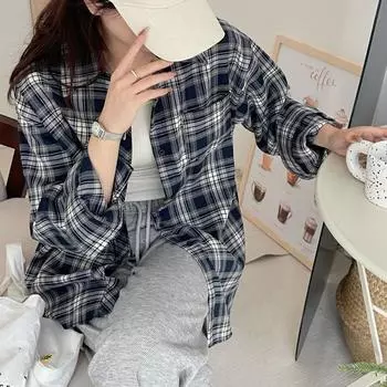 Американский стиль рубашки для отдыха топы полосатые рубашки большого размера топы модная клетчатая блузка женская уличная одежда XL серый